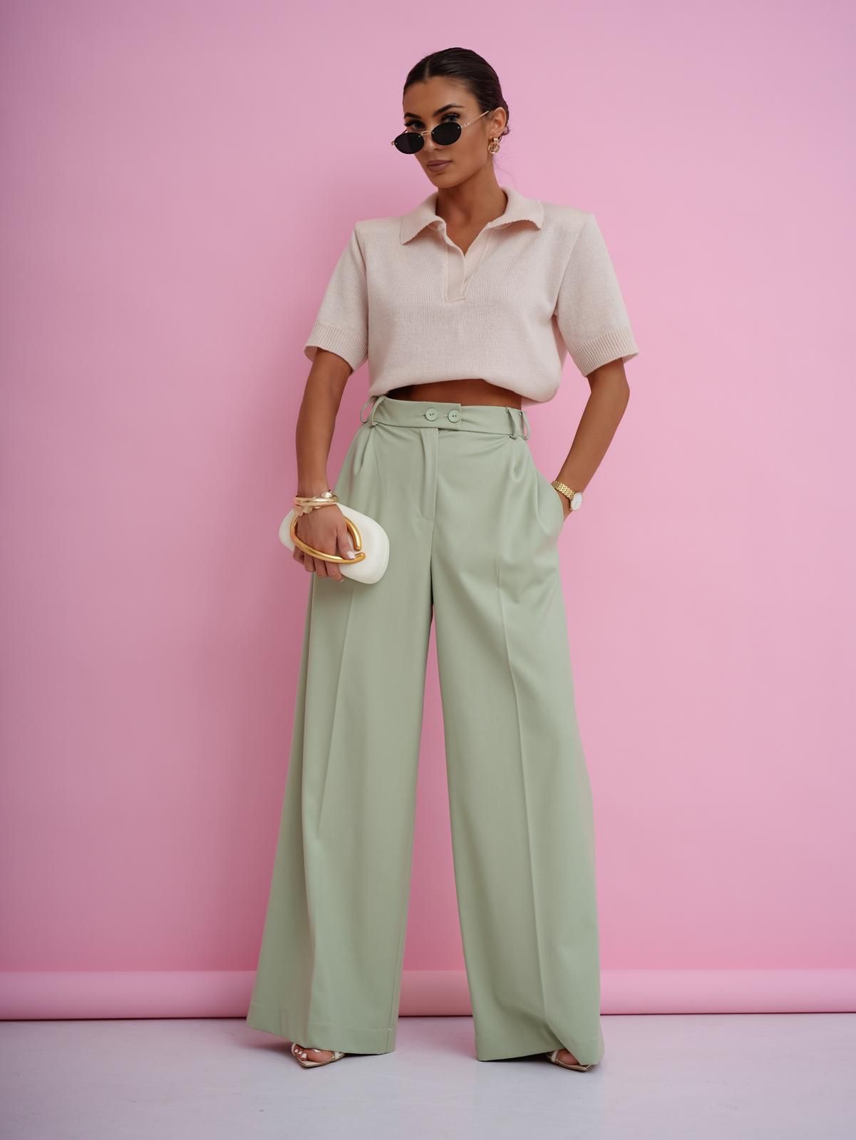 Polo stiliaus megztinis Nude Beige - Image 2