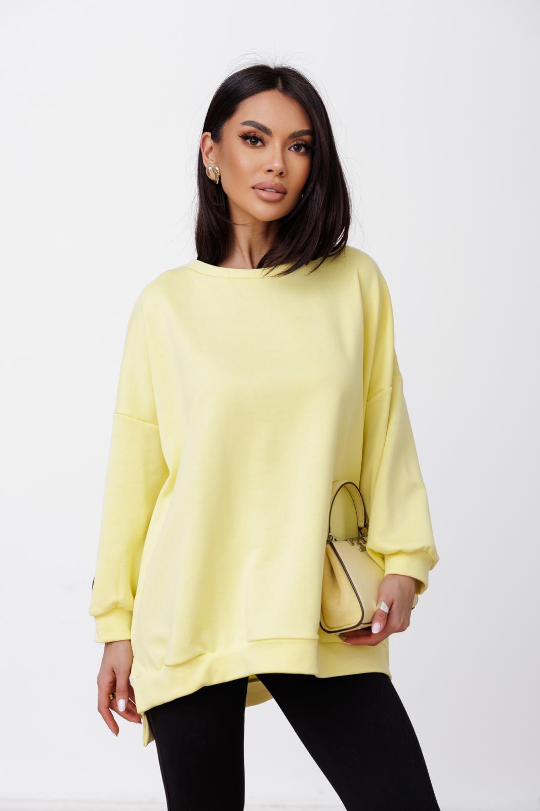 Laisvo kirpimo džemperis be pūkelio geltonos spalvos - Image 3