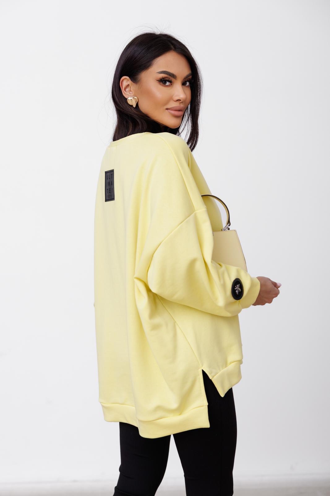 Laisvo kirpimo džemperis be pūkelio geltonos spalvos - Image 2