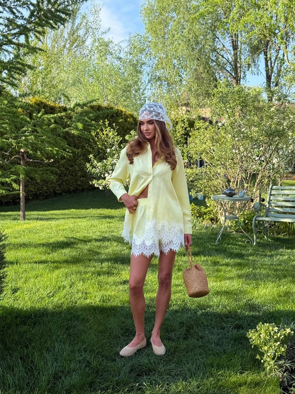 Lininis komplektas Liana Yellow Lace - Image 4