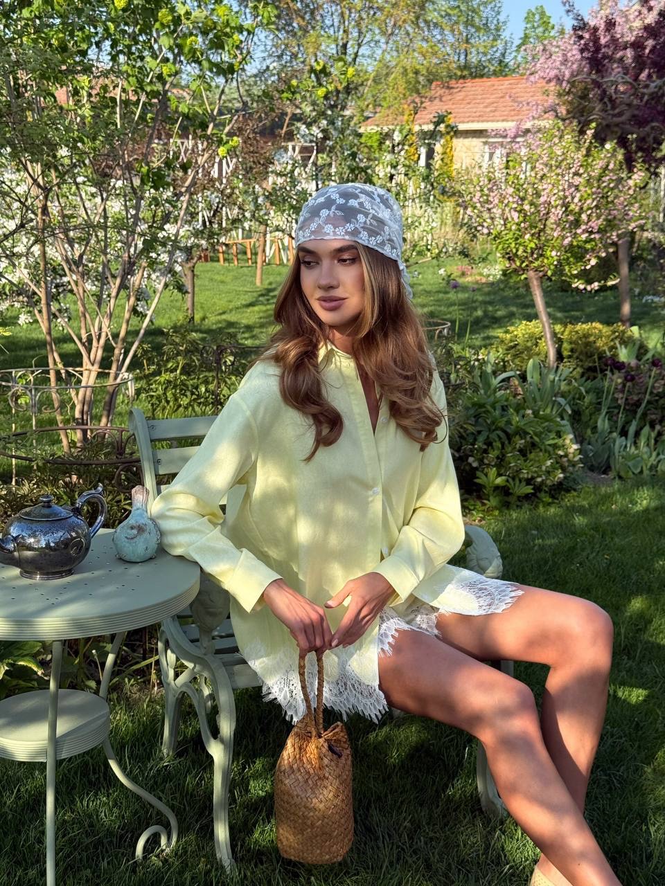 Lininis komplektas Liana Yellow Lace - Image 5