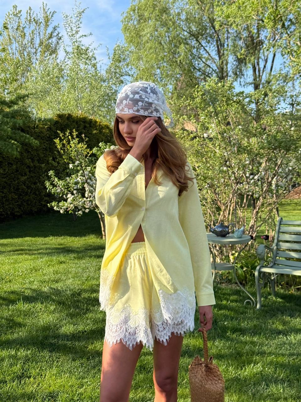 Lininis komplektas Liana Yellow Lace - Image 8