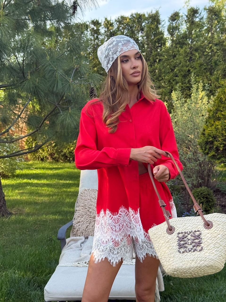 Lininis komplektas Liana Red Lace - Image 6