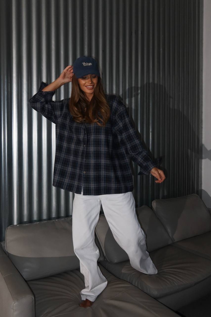 Oversize languoti marškiniai „CARTATA“ – Tamsiai mėlyni / Pilki - Image 7